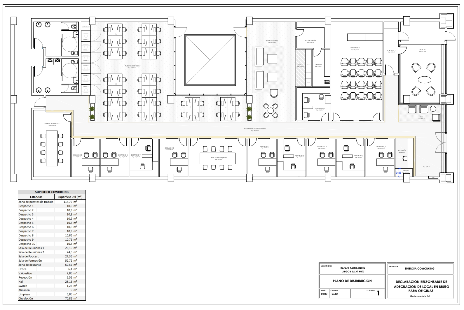 Plano del espacio de coworking Neuronis